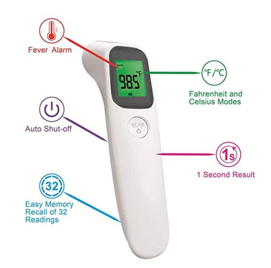 No termómetro infrarrojo de la frente del contacto, termómetro electrónico médico